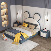 Childrens bed Boy girl Princess bed sheet man bed Rabbit bed Mickey Mouse cartoon network red leather bed Light luxury modern bed