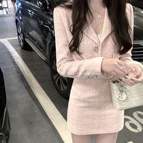 Xiao Xiangfeng socialite two-piece set 2021 Autumn New Tweed long sleeve suit women short coat high waist skirt
