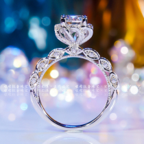 Platinum imported D color Moissan stone bouquet ring female 18K white gold 1 carat bud flower diamond ring proposal