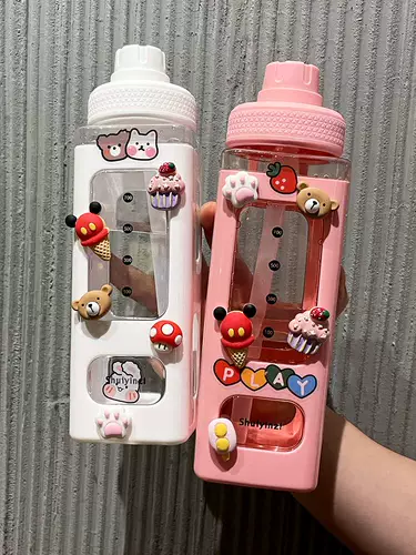 Сексуальная летняя вместительная и большая милая квадратная детская пластиковая трубочка со стаканом, чайник, простой и элегантный дизайн