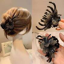 Large full diamond flower grab clip hairclip back of the head acrylic hair scratch Korean elegant temperament clip