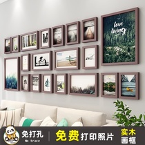 Living room solid wood photo frame hanging wall combination wash photos made of picture frame photo customization to map custom baby photo wall
