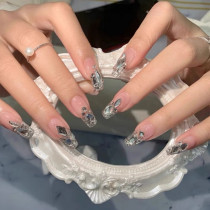 Manchus nail patch fake nail finished custom heavy industry flash Diamond handmade nail removable bride pregnant woman