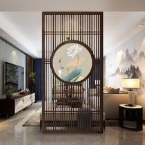 New Chinese screen partition wall living room simple modern solid wood entrance entrance door barrier hollow decorative grille