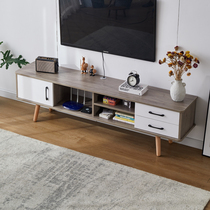 Solid wood floor-to-ceiling TV cabinet Coffee table combination Double simple modern light luxury small apartment type Economical living room bedroom