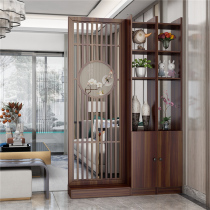 New Chinese screen partition Living room solid wood hollow floor fence Bedroom block household brake entrance cabinet