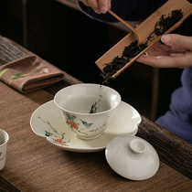 Zhenpu ash open-piece cover bowl Teacup Single three-year-old tea bowl 100ml Tea set non-hot Japanese-style small bowl