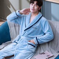Bathrobe men coral velvet autumn and winter morning gown plus size padded pajamas 2021 New nightgown men flannel