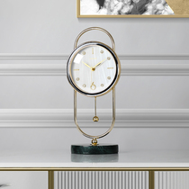  Modern light luxury clock ornaments Desktop table clock Living room household fashion creative pendulum desktop sitting clock Desktop swing clock