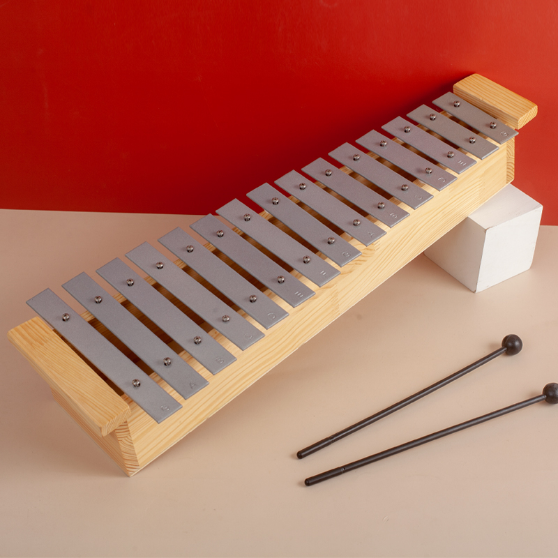 小学生 オルフ打楽器 箱型8音15音 ノック式アルミ板木琴 幼稚園教材 3歳のおもちゃ