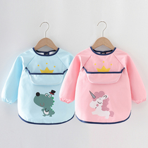 Baby gown childrens long sleeves apron baby eating bibs waterproof and anti-dirty bibs autumn and winter anti-dressing