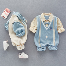 100 days baby clothes spring clothing male baby khau foreign air spring out suit newborn conjoined clothes spring and autumn women