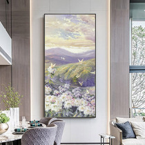Nordic modern hand-painted porch oil painting living room landscape decoration painting light luxury restaurant painting villa bedroom Vertical mural