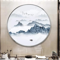 Art glass round screen partition Entrance cabinet aisle background wall Study living room Bedroom Landscape Zen mural