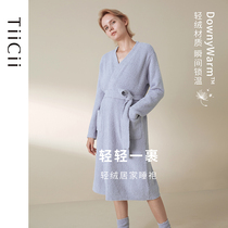 TiiCii light suede style pajamas warm and intimate female spring autumn cotton candy comfortable home Two sets knitted sleeping dress