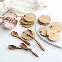  Glass Cup Lid Universal Wood Tea Cup Single Sell Spoonful Mark Cup Glass Cup Bamboo Wood Cover Round Water Glass