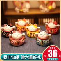 Wealth cat savings small ornaments home living room decoration Gift Hair cat ceramic small creative piggy bank gift