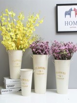 Nordic Wind Home Wake Flowers Bucket Flowers flowers Flowers Buckets of Bucket Accessories Iron Barrel Creative water Iron Bucket Large Vase Iron Basin