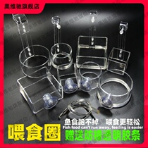 Fish tank floating feeding ring tube aquarium acrylic transparent fish feeder bucket adhesive hook suction cup feeding fish grain to prevent floating