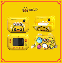 B Duck Little yellow duck childrens digital camera front and rear dual camera can take pictures to print cartoon polaroid toys