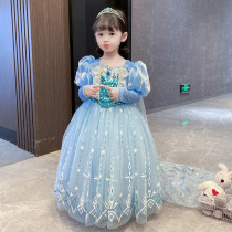 Princess Aisha Dress Female Frozen Dress Elsa Spring and Autumn Children Aisha Autumn Dress Girl Skirt Dress