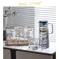 ZPPSN high face value glass water glass suit home living room hospitality to drink water cups Ins wind tea set water resistant