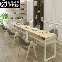 Nail table Wood color single double net red Nail table and chair set Special price Economy ins Japanese style