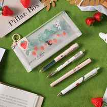 Chenguang Caspo and Lisa Strawberry Limited High Color Value Set Transparent Layup Bag Combination Direct Liquid Three Color Gel Pen Mechanical Pencil Set Cute Storage Stationery Bag Hand Account Party Tools
