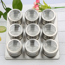 Japanese magnetic dust-proof visible 304 stainless steel seasoning jar Spice Sauce Bottle Seasonings Box Outdoor Barbecue Home