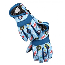 Winter warm padded velvet boys and girls play snow waterproof windproof and cold children cartoon childrens ski gloves
