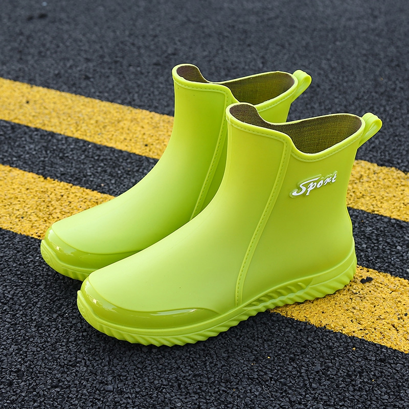Fashionable men's rain shoes, wearing medium drum rain boots on the outside, men's short drum work shoes, rubber overshoes, fishing anti-skid water shoes