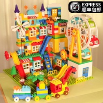 Childrens castle slide large granule building blocks assembly toys Puzzle force brain 2-4-6 years old men and women children gift 1