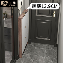 Ultra-thin shoe cabinet 13cm extremely narrow solid wood 12 household door flip-type porch entrance cabinet entrance door 14cm 10
