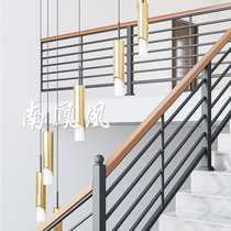 Stair handrail Solid wood indoor household Wrought iron Balcony guardrail Bay window fence Simple modern attic railing decoration