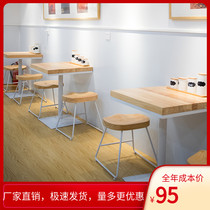 Nordic simple solid wood small square table Music Bar Restaurant milk tea table and chair combination home long bar table table table