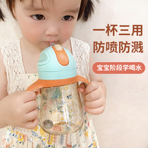 Double gun PPSU straw cup Childrens water cup Infant learning drinking cup Baby duckbill cup Bottle multi-purpose drinking cup