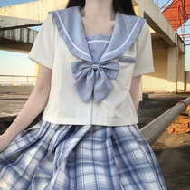 (Lin Tong homemade)Original jk uniform sailor suit womens middle suit summer short-sleeved basic Japanese college style