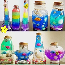 DIY Rainbow night star sky ocean bubble big beads wishing bottle full material package wooden glass drift bottle