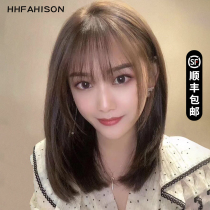 Wig long female hair summer real hair natural full head Full Full real hair silk long collarbone hair short hair wig set