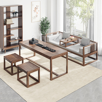 New Chinese push-pull Luohan bed solid wood sofa telescopic tea room bed tea table and chair combination living room sleeping