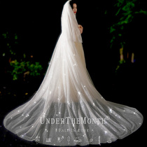 Bride wedding wedding gown veil Super Xiansen Net red photo props trembling sound long tail yarn