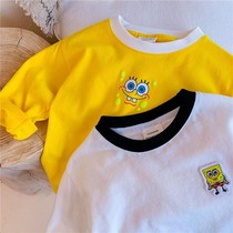 Tide children long sleeve T-shirt 2021 autumn new boys and girls cartoon color base shirt baby Korean cotton top