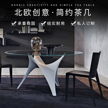Modern simple round shaped living room dining table Office reception sales office Model room FRP small apartment dining table