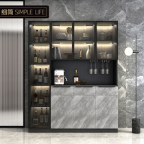 Light luxury solid wood side cabinet integrated against the wall high cabinet wine cabinet living room modern simple kitchen cupboard cabinet lockers