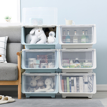Toy storage box front-opening plastic household finishing box childrens clothes snacks flap inclined storage cabinet
