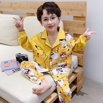 Childrens pajamas boys spring and autumn cotton long sleeve thin childrens suit