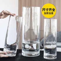 Vase living room flower arrangement glass transparent rich bamboo straight tube large floor water hanging Bell horse drunk Wood Shiyuan Shiyuan flagship store