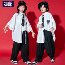 Hip-hop suit Boys hip-hop childrens trend brand short-sleeved childrens clothing girls jazz dance clothing hiphop childrens catwalk