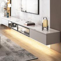 Rock plate suspended TV cabinet tea table combined modern minimalist solid wood suspended living-room suspended minimalist TV enclosure