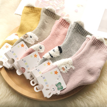 Baby winter socks thickened childrens socks girls autumn and winter cotton plus velvet boys cartoon cotton socks